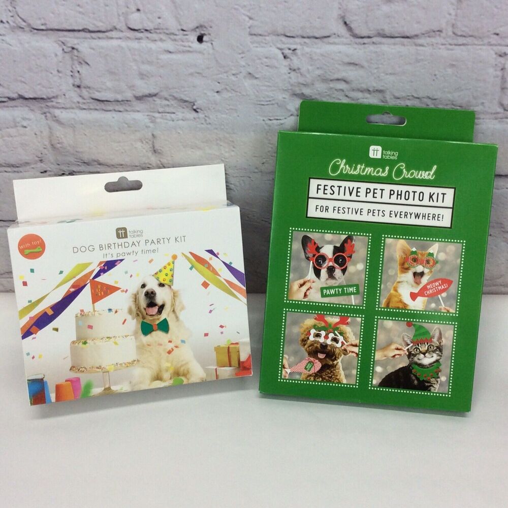 Talking Tables Dog Birthday Party Kit w/Toy & Christmas Festive Pet Photo Kit